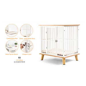 Furniture Style Wire Dog Crate Cage Wood Cover Pet Crate End Table Kennel