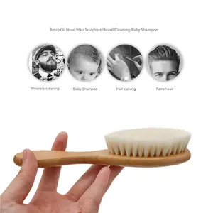 Customizable Baby Wool Hairbrush For 1-6 Years Cushion Wooden Comb Natural Ionic Hairbrush Home Use Welcome OPP Bag Packaging