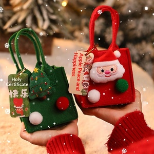 Sac cadeau de Noël en tissu non tissé, sac à main décoratif, petite boîte cadeau pour la veille de Noël, emballage de fruits, fabriqué en Chine, touche rouge - Product Image 1