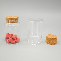 Flacon en verre borosilicate transparent de 90 ml (3 oz) avec bouchon en liège à sertir, pour réactifs ou thé aux fleurs