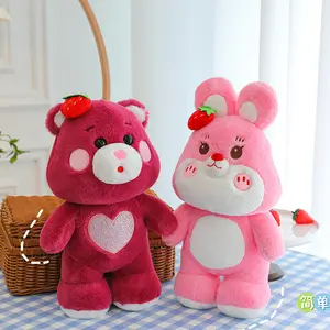 AIFEI giocattolo nuovo creativo orso fragola coniglio a forma di amore simpatico peluche rosa bambola cuscino per dormire