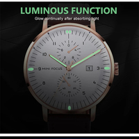 MINI FOCUS Jam Tangan Merek Teratas Fashion Pria Kalender Bisnis Kulit Quartz Relogio Masculino Tahan Air