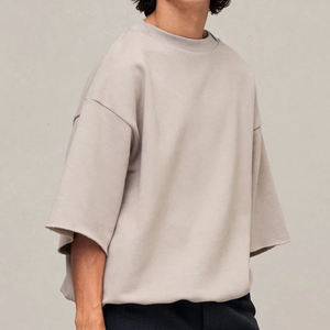 Streetwear en coton de haute qualité T-shirts à épaules tombantes Vêtements pour hommes vierges personnalisés Logo T-shirt surdimensionné lourd - Product Image 2