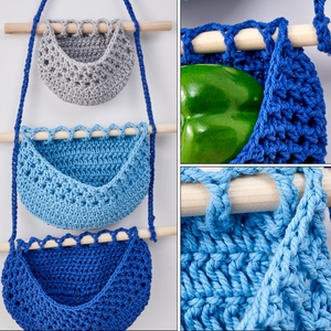 Juego de 3 Bolsas de Almacenamiento de Frutas y Verduras de Tres Niveles, Tejidas a Mano, Vintage, Desmontables, para Cocina y Sala de Estar - Product Image 4