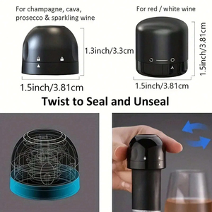 Venta al por mayor 1 ud. Mini tapón de vino negro para champán, sellador doméstico de cocina a prueba de fugas, utensilio giratorio para conservar el vino - Product Image 6