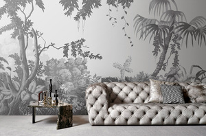 Papier peint personnalisé vintage marron jungle tropicale, tons sépia, paysage botanique, décoration murale pour la maison, salon, hôtel, installation facile - Product Image 6
