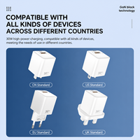 Chargeur mural USB-C double port 30W GaN, PD 30W QC 18W, charge rapide, compatible ordinateur portable, multi-protocoles PPS, iPad Pro pour 16/15