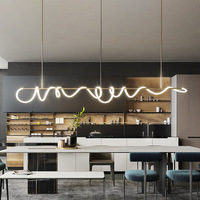 Lustre LED Minimaliste Nordique de Luxe Léger à Hauteur Réglable, Suspension Simple à Lignes Longues pour Salons, Salles à Manger et Villas