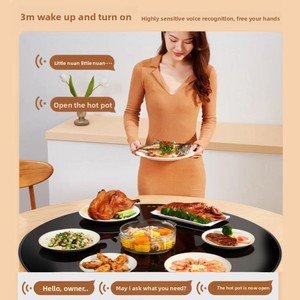 Plaque isolante alimentaire ultra-mince pour cuisinière à induction, avec commande vocale et plateau tournant pour fondue, pour une utilisation facile. - Product Image 2