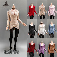 Robe en tissu de style occidental pour femme soldat, échelle 1/6, col en V sexy, tenue pour poupée de 12 pouces, vêtements pour figurines articulées