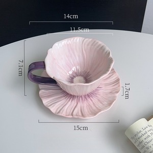 Ensemble tasse à thé et soucoupe en céramique en forme de fleur tasse à café et soucoupe faites à la main pour thé/café - Product Image 6
