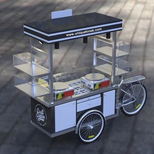 Magnifique chariot de restauration mobile avec roues et toit / Petit kiosque à crêpes extérieur, présentoir à gaufres portable / Conception de stand à vendre - Product Image 4