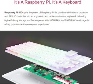 Ván Raspberry Pi 500 + máy tính mạnh mẽ được xây dựng Bàn Phím Cơ khí Wi-Fi/Hỗ trợ Dual-4K tốc độ cao NVMe SSD - Product Image 3