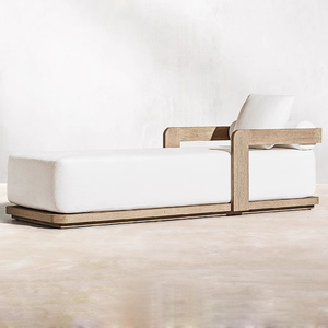 <span class=keywords><strong>Lettini</strong></span> Prendisole Impermeabili Set di Mobili da Patio Sedia Lounge Singola da Esterno Lettino Moderno in Legno di Teak <span class=keywords><strong>per</strong></span> Piscina e <span class=keywords><strong>Spiaggia</strong></span> - Product Image 3