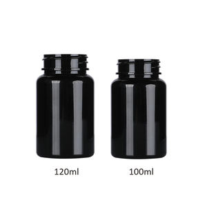 Proveedor de confianza Contenedor de medicina PET 5oz 8,5 oz 13oz Negro opaco brillante 40mm Boca ancha Tapas de color personalizado - Product Image 6