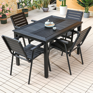 Juego de mesa de comedor exterior moderno, 4 sillas, muebles de jardín, césped, sillas y mesas de exterior para restaurante, fabricante de metal - Product Image 1