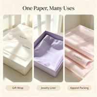 Papier de soie imprimé personnalisé pour emballage cadeau, papier d'emballage pour vêtements, bijoux, emballage cadeau, couleurs en stock pour vêtements, bijoux