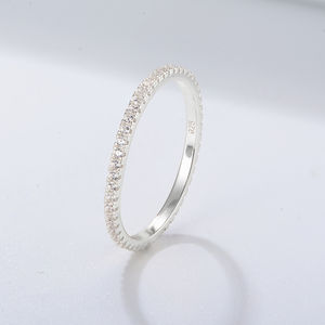 แหวนเพชรสำหรับงานแต่งงานแหวนสำหรับ925ที่ได้รับการรับรองสำหรับเพชรที่ปลูกในห้องปฏิบัติการชุบโรเดียมเงินแท้ - Product Image 4