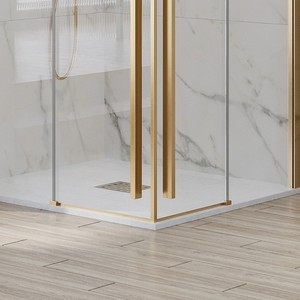 Box Doccia Kamalu KSA1000G Oro Satinato 70x90 Doppia Porta Scorrevole Vetro 8mm Senza Telaio Stile Pieghevole con Telaio in Acciaio Inox - Product Image 5