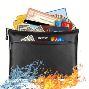CUSTOM Custom Black Small Zipper Waterproof and Fireproof <b>Document</b> <b>Bag</b> for Filing - Product Image 1