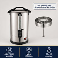Urne à café électrique commerciale en acier inoxydable, 120 tasses, 1600W, chauffe-eau avec robinet pour hôtel, buffet, restauration