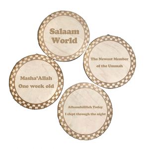 13Pcs Medallion My First <b>Eid</b> Baby Photo Shoot <b>Gift</b> <b>for</b> Ramadan Party Newborn Islamic Arabic Wooden Milestone Plaques Sets - Product Image 1