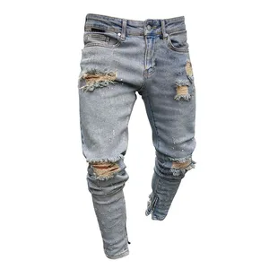 Gingtto – jean Skinny à lisière pour homme, pantalon droit, mode, court, ciré, en Denim, empilé