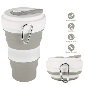 high quality new design reusable 550ml silicone travel folding collapsible coffee cup