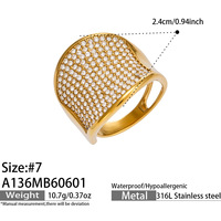 Micro Pave Zirkonia Edelstahl 18K Vergoldeter Zeigefingerring Vintage Mode Luxus Statement-Schmuck für Frauen