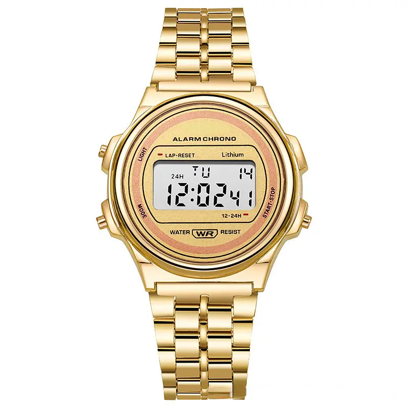 Venda quente LED Sport Digital Watch Strap Relógio De Aço Para Homens Relógios De Alarme Com Exibição De Semana
