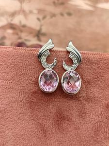 Pendientes de Plata de Ley 925 con Circonita Cúbica Rosa para Mujer, Diseño Clásico y Compacto, Joyería de Moda, Regalo para Fiestas - Product Image 6