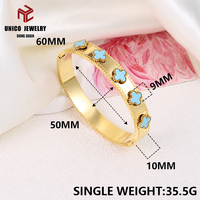 Gelang Mewah Anti-Kusam Bermotif Semanggi Empat Daun, Lapisan Emas 18K PVD, Baja Anti Karat, Perhiasan Wanita Bertumpuk yang Stylish