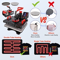 Machine de Sublimation Presse à Chaud Combinée Multifonctionnelle 10 en 1 avec Plateaux pour Tasses, Assiettes et Casquettes pour T-shirts