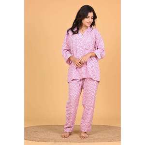 Cotton Floral Printed Nightwear Pajama Set for Women Soft Lightweight Comfortable Sleepwear Ladies Casual Homewear Two Piece Set - Product Image 2