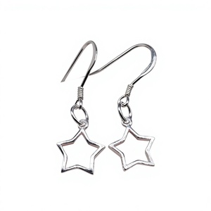 Star Shape 925 Sterling <b>Silver</b> <b>Drop</b> <b>Earrings</b> Minimalist Everyday Wear Unisex Jewelry - Product Image 1