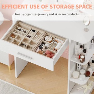 Nhà máy kính bàn trang điểm đặt bàn cạnh giường ngủ bàn Vanity bảng với ánh sáng lớn ngăn kéo ẩn trang điểm gương - Product Image 3