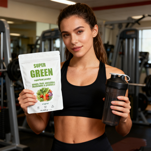 Poudre de super-aliments OEM Super Greens Premium, plus de 20 légumes verts biologiques, aliments entiers, antioxydant, enzyme digestive, probiotique, vitamines - Product Image 1