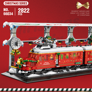 2025 natale blocchi di costruzione set Reobrix Moc mattoni 66034 la stazione dei treni di natale con luce a LED Puzzle giocattoli ragazzo ragazza regali - Product Image 5