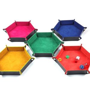 2 Double-Sided Hexagon Shape Folding Dice Boards Velvet Foldable Leather Portable Table Game for RPG DND <b>Dragons</b> Dice Games - Product Image 2