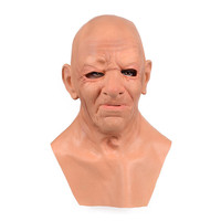 Déguisement d'halloween en latex pour enfant, masque visage complet, cheveux blancs et barbe, masque effrayant