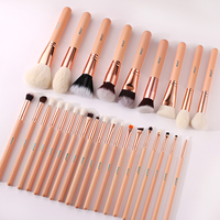Vente en gros de pinceaux de maquillage roses de luxe avec logo privé personnalisé Jeu de pinceaux de maquillage synthétique de haute qualité en poils de chèvre et de poney pour le visage et les yeux