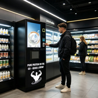 Distributeur automatique de boissons protéinées SKINEAT avec écran tactile de 32 pouces, refroidissement par compresseur, fonction instantanée, 3 modes de paiement, personnalisable