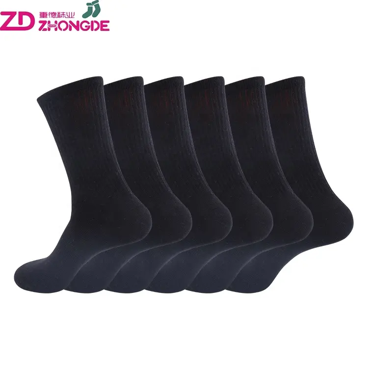 Custom solid color black long mid-calf bamboo sport socks for men Amazon socks supplier