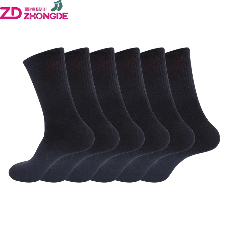 Chaussettes de sport en bambou pour hommes, couleur unie, noir, mi-mollet, fournisseur de chaussettes