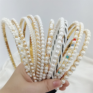 Diademas de aleación con cuentas de perlas hechas a mano, diademas de diamantes de imitación para <span class=keywords><strong>mujer</strong></span>, accesorio para el cabello - Product Image 2