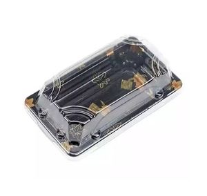Barquettes d'emballage pour sushis et pizzas HYX-1101 de haute qualité, en PET de qualité alimentaire, jetables, avec feuille d'or, vente en gros - Product Image 2
