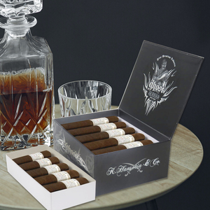 Boîtes d'emballage de cigares de luxe Premium Robusto Toro caisse en bois MDF personnalisée avec doublure en éponge stratification mate et gaufrage - Product Image 4