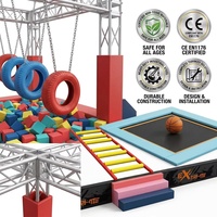 Équipement de parc d'aventure intérieur commercial direct usine : Parcours d'obstacles Ninja, pneus suspendus, fosse de mousse, trampoline et zone de lancer pour