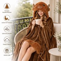Manta con Capucha de Animales Adorables al por Mayor, Personalizada, Extragrande, Acogedora, de Forro Polar Sherpa y Franela, Tipo Sudadera, Chal, Edredón