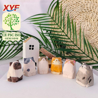 Ornements de bureau en bois sculpté à la main, petit chat orange, dessin animé, mini porte-clés, mignon animal de compagnie, cadeau d'anniversaire personnalisable